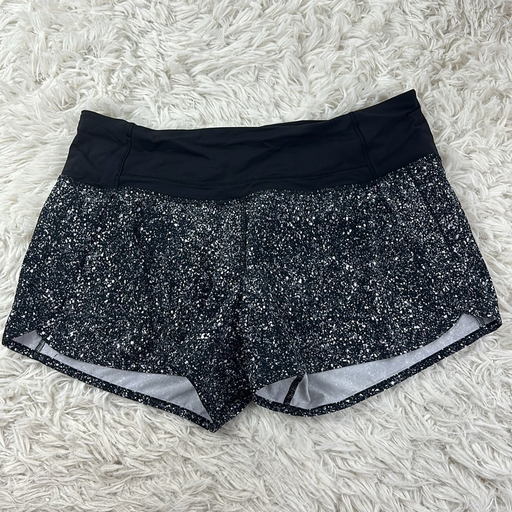 Lululemon Run Times Short Mini Splatter White Black